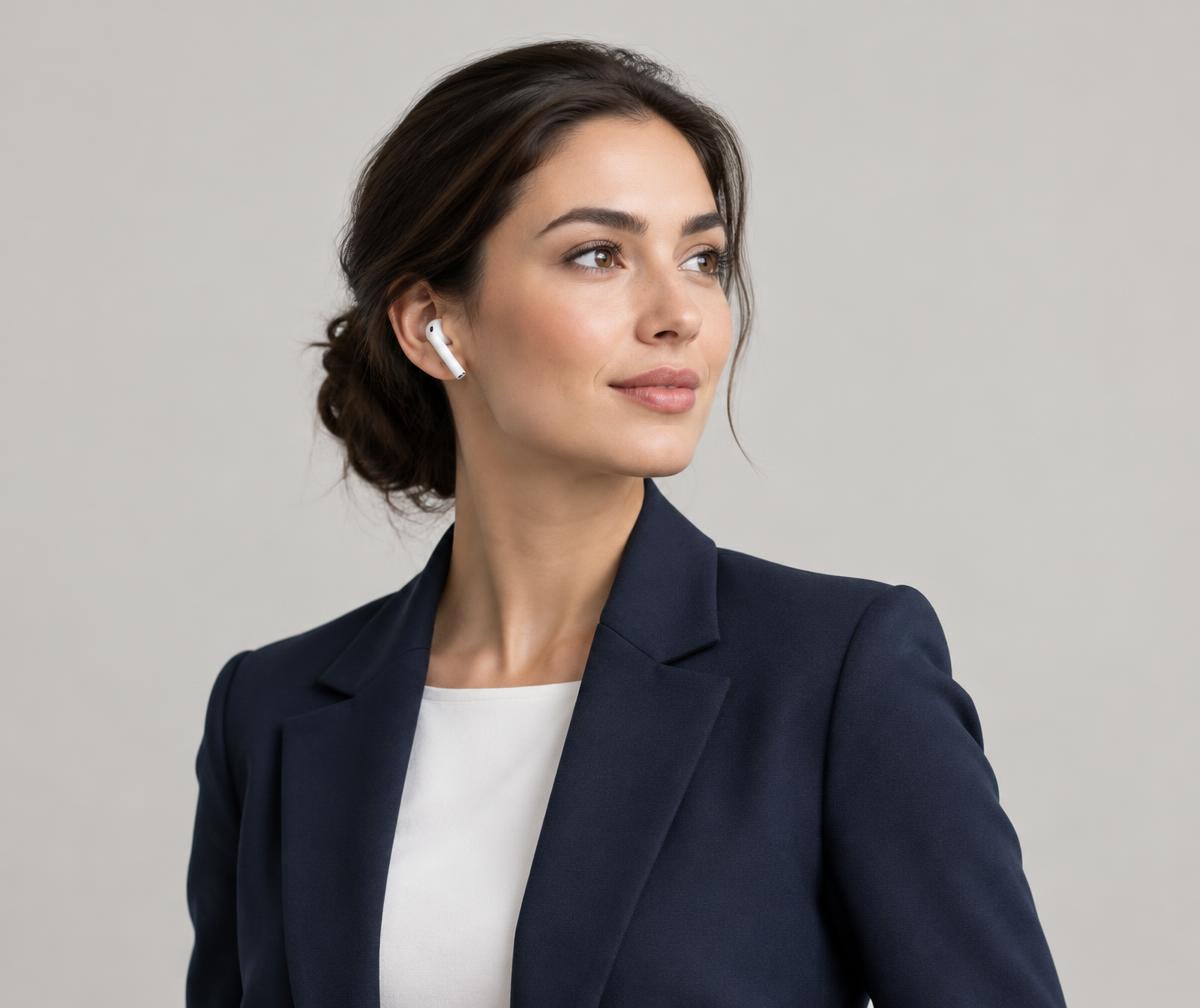 Professional listening to her Nevi briefing